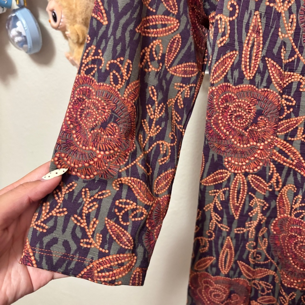 Soft Surroundings Alcott Black Rust Floral Maxi Dress 3/4 Sleeve Size Small - Picture 5 of 12